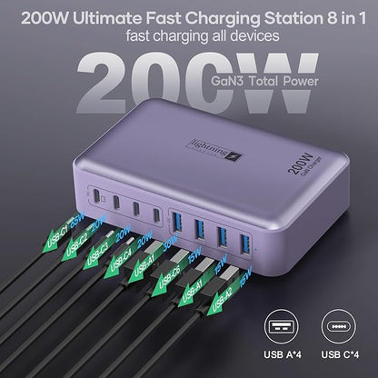 8-Port Type C Fast Charger Block 200W - Image 4
