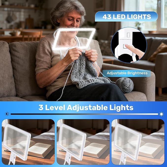 5X Neck Magnifying Glass with Light, Magnifier with Light Hands Free, Full Book - Image 2