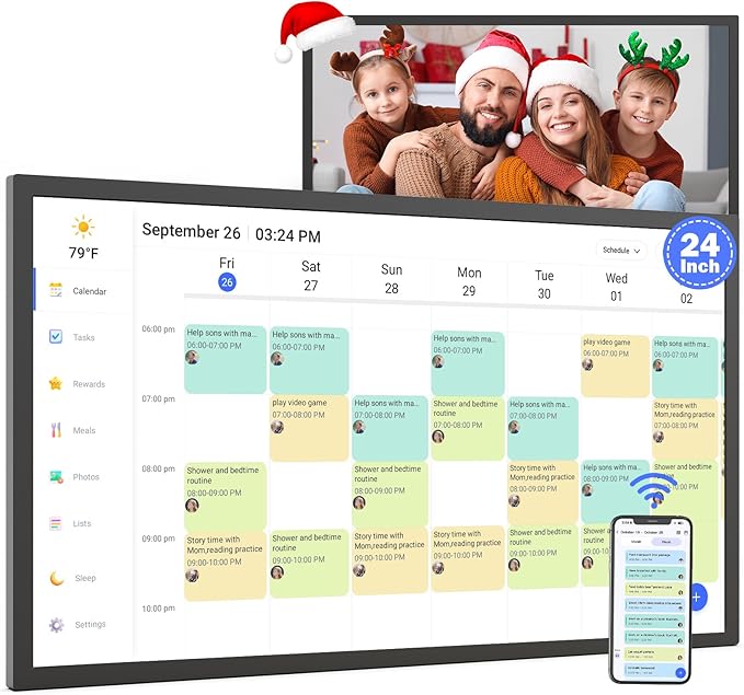 24" Digital Calendar Chore-Chart for-Family-Schedule by FULLJA