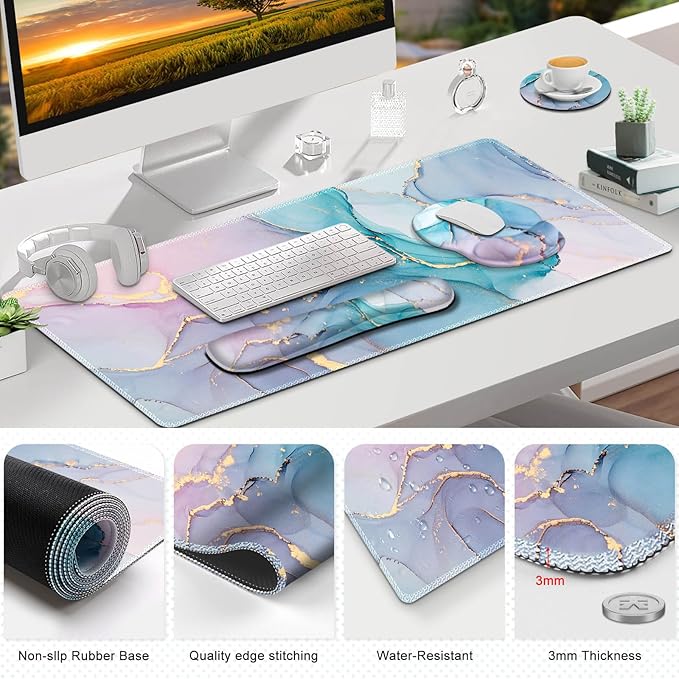 ToLuLu Desk Mat, XXL Large Mouse Pad Wrist Support Set，4 in1 Gaming Mousepad - Image 9