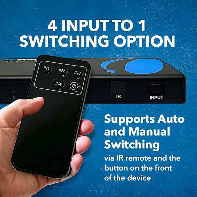 OREI 8K 4x1 HDMI 2.1 Switch 4K @ 120hz Switcher 4 in 1 Out, Support HDR - Image 9