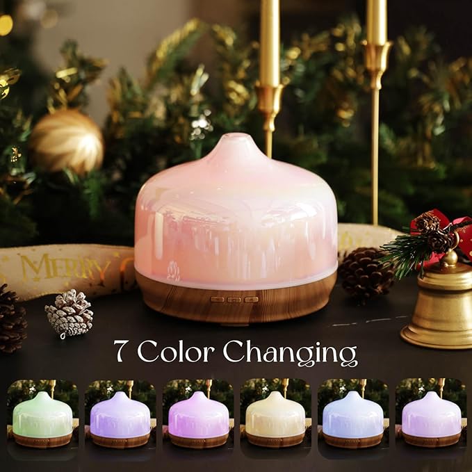 Porseme 500ml Glass Essential Oil Diffuser Aromatherapy Ultrasonic Cool Mist - Image 2
