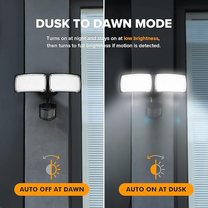 LUTEC 38W 3500 Lumen LED Motion Activated Integrated Dual-Head Floodlight - Image 5