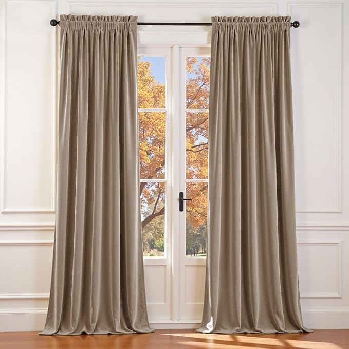 Lazzzy Velvet Blackout Curtains Thermal Insulated Room Window Drapes Super Soft by Lazzzy