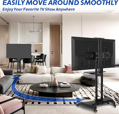 GCCSJ Rolling TV Stand with Adjustable Shelf，Portable TV Stand on Wheels - Image 3