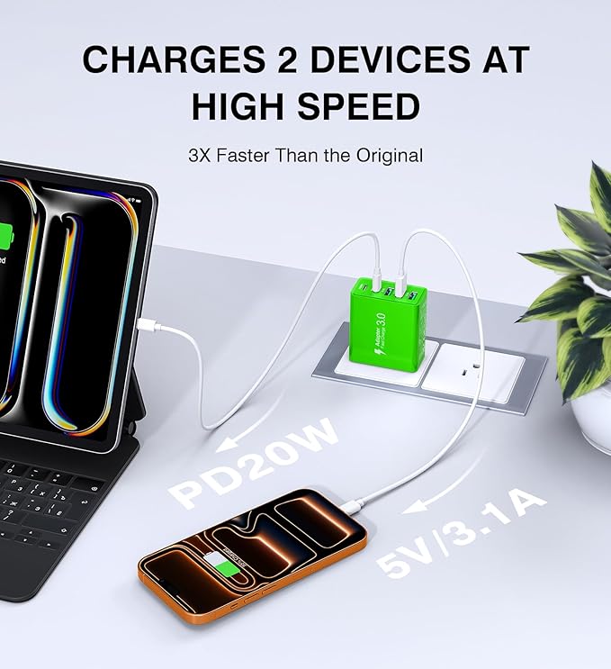 USB C Wall Charger, 60W USB C Charger Block 5-Port PD Fast Charging Blocks - Image 3
