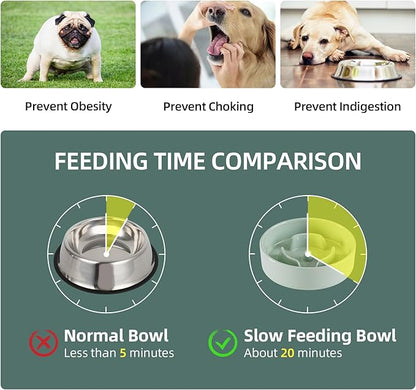 Ceramic 0.9 Cup Raised Dog Slow Feeder Set, Elevated Bowl - Image 4