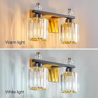 FDPBY Bathroom Vanity Lights 2-Light Black Gold Modern Crystal Vanity Light - Image 2