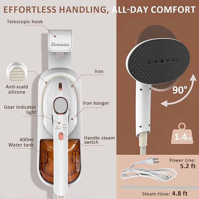 Steamer for Clothes 1500W Clothes Steamer Handheld Garment Steamer Iron - Image 4
