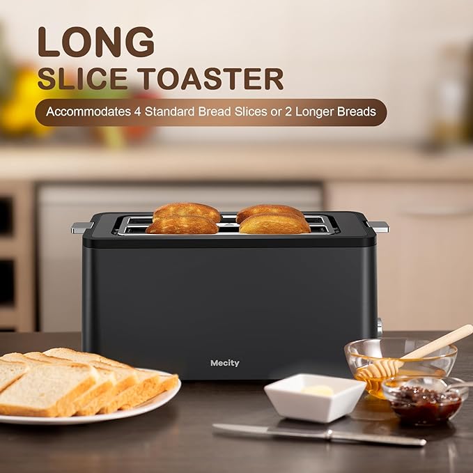 Mecity 4 Slice Toaster, Long Slot Toaster - Image 2