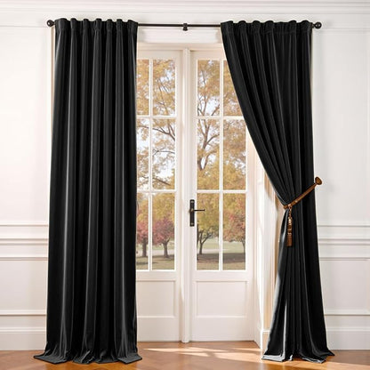 Lazzzy Velvet Blackout Extra Long Curtains Thermal Insulated Room Window Drapes by Lazzzy