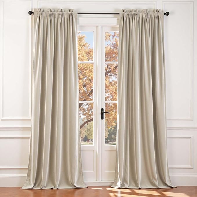 Lazzzy Velvet Blackout Curtains Thermal Insulated Room Window Drapes Super Soft by Lazzzy
