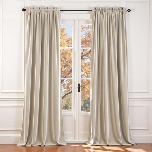 Lazzzy Velvet Blackout Curtains Thermal Insulated Room Window Drapes Super Soft by Lazzzy