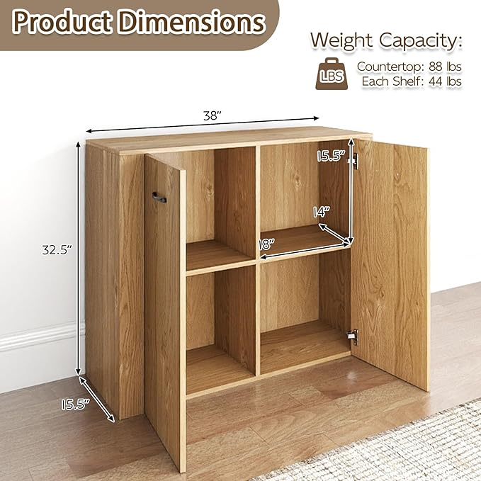 Giantex Modern Storage Cabinet, Anti-Tipping Device, Sturdy Metal Hings - Image 3