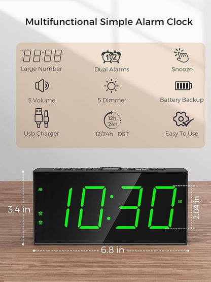 PPLEE Digital Alarm Clock for Bedroom, 2 Alarms Large Big Numbers Display - Image 2