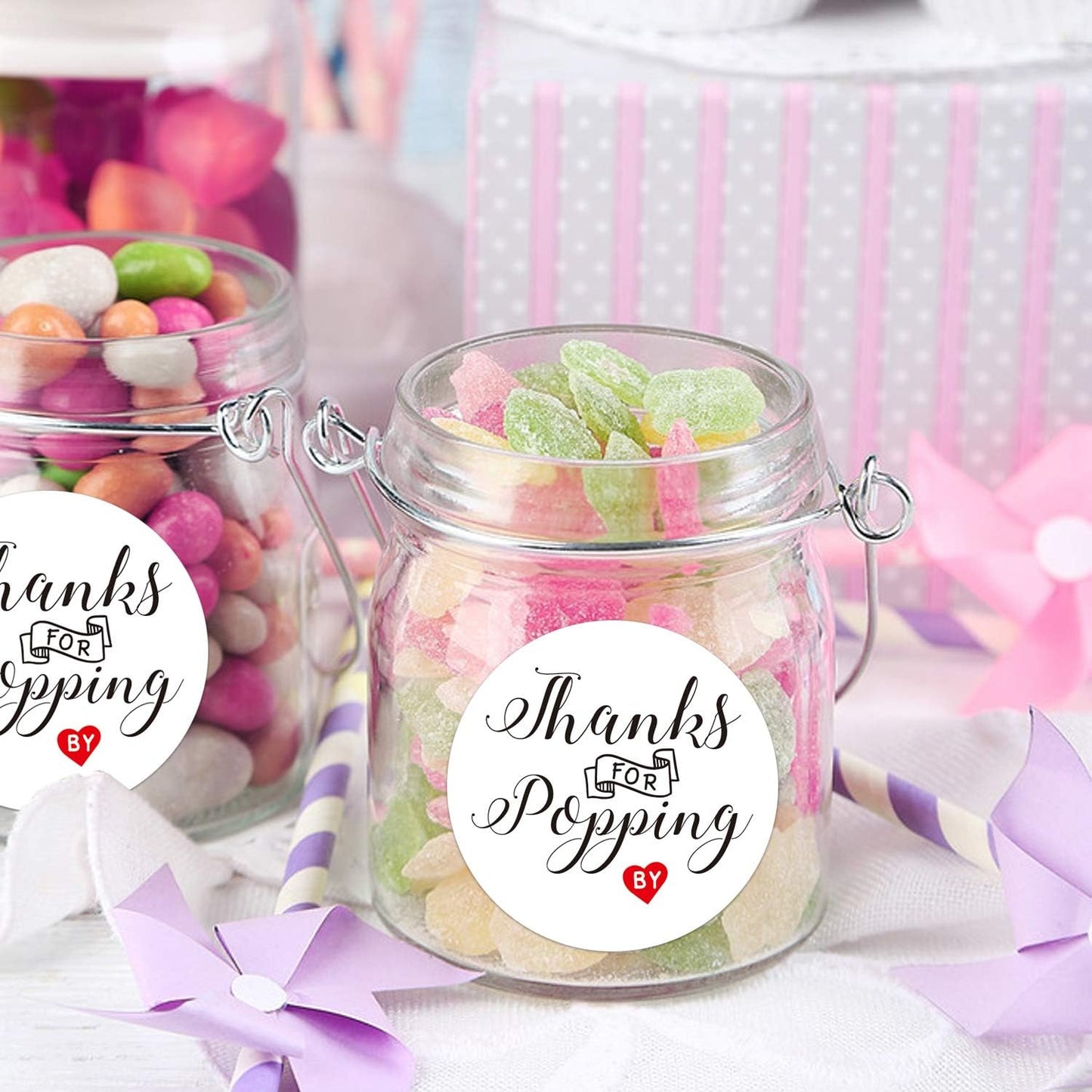 50 Thanks for Popping By Stickers, Baby Shower Favor Stickers, Baby Shower Stickers, 2 Inch