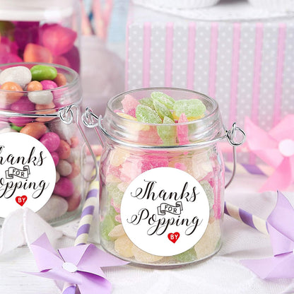 50 Thanks for Popping By Stickers, Baby Shower Favor Stickers, Baby Shower Stickers, 2 Inch