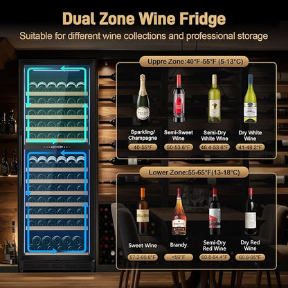 24" Inch Dual-Zone Wine Fridge, Freestanding/Built-in Wine Cooler Refeigerator - Image 3