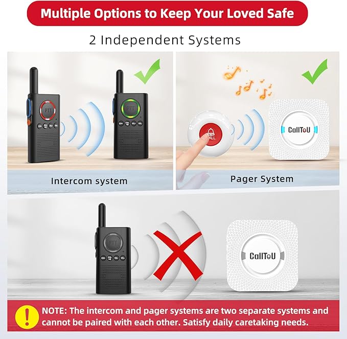 CallToU Caregiver Pager Wireless Alert Button Home Intercom System Long Range 2 - Image 9