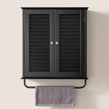 Bathroom Storage Cabinet with Adjustable Wood Shelves & Doors, Made of PDF Wood by Amellix