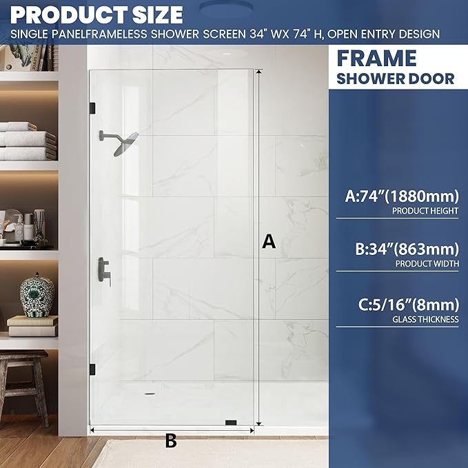 Bathroom Shower Glass Door 34 * 74" - Image 2