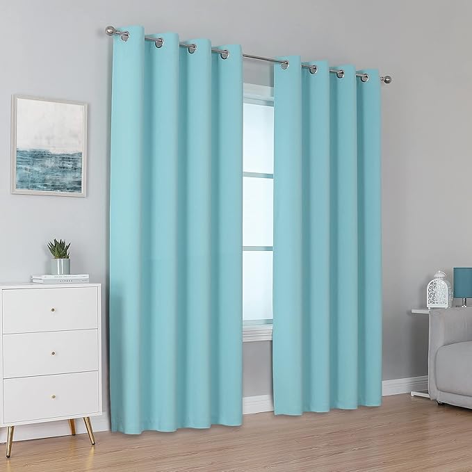 DUALIFE Aqua Curtains for Living Room Bedroom Light Blocking Window Curtains - Image 2