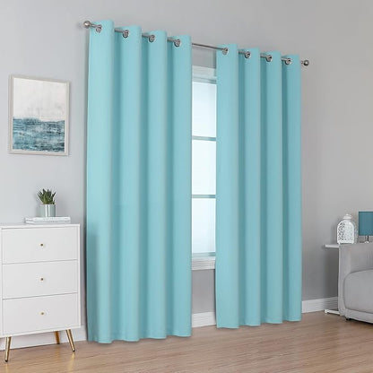 DUALIFE Aqua Curtains for Living Room Bedroom Light Blocking Window Curtains - Image 2