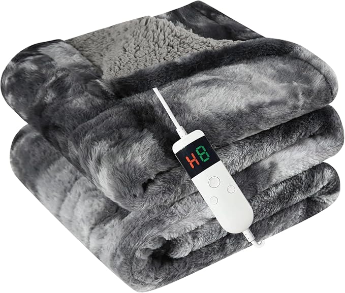 Electric Heated Blanket Full 72''x84''Size Faux Fur Heating Blanket 10 Heating by Unknown