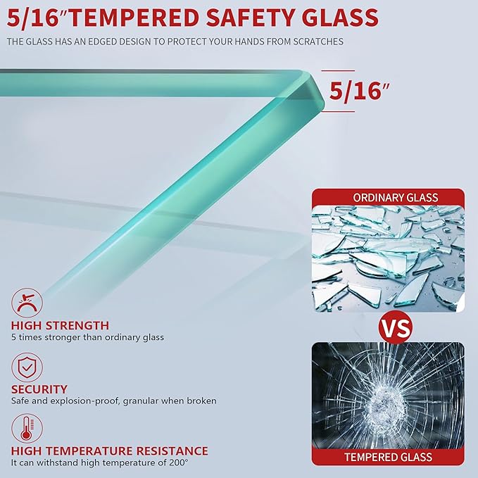 36W*74H Inch, Bathroom Framed Fixed Shower Glass Panel, 5/16" Thick Clear - Image 5