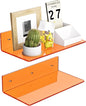 12 Inches Small Orange Wall Shelves Set of 2, Acrylic Floating Shelf by Sezanrpt