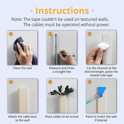 ZhiYo TV Cord Cover for Wall, 32 inch Cable Concealer, Cord Hider for Wall - Image 5