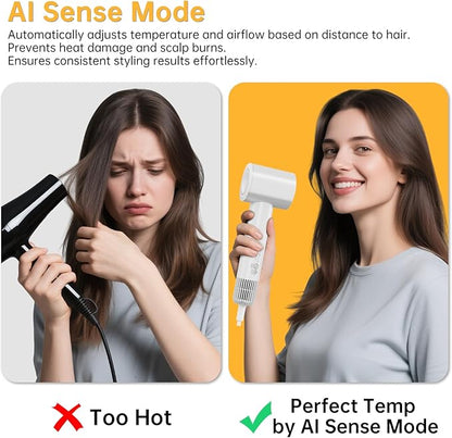 Hair Dryer with Nozzle- Negative Ionic Blow Dryer, AI Smart Thermo-Control with - Image 5