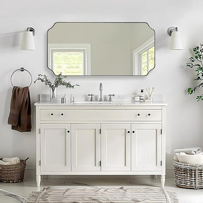 ANDY STAR 24"x48" Large Bathroom Mirror, Chrome Scalloped Wall Mirror, Polished - Image 7