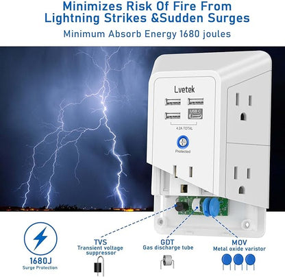 5 Outlet Extender Multi Plug Wall Outlets - Image 7
