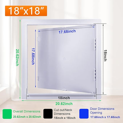Suteck 18 x 18 Inch White Access Doors, Reinforced Hinged Access Panel - Image 2
