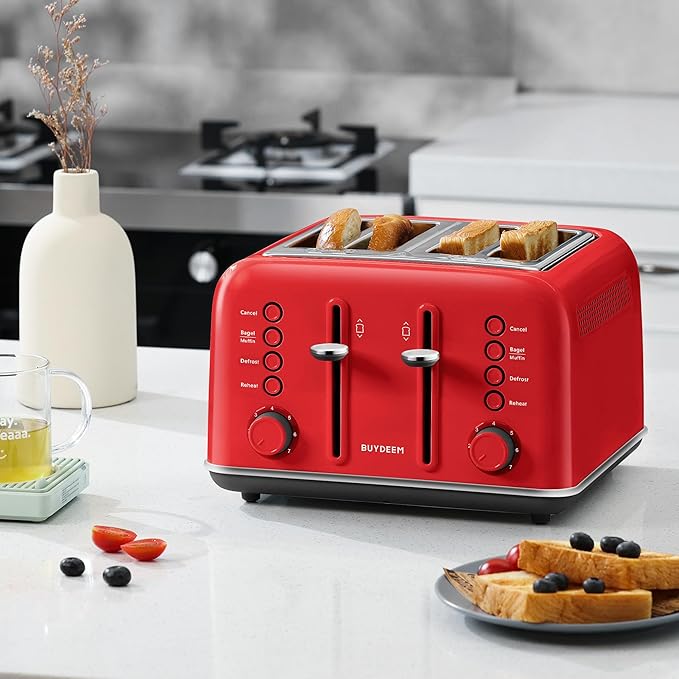 BUYDEEM DT640 4-Slice Toaster, Extra Wide Slots, Retro Stainless Steel - Image 8