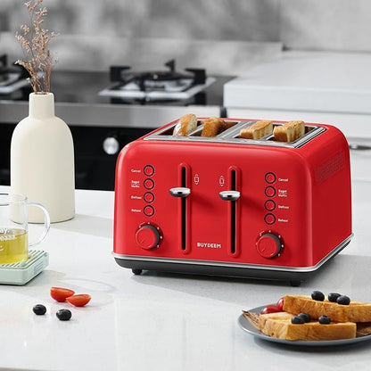 BUYDEEM DT640 4-Slice Toaster, Extra Wide Slots, Retro Stainless Steel - Image 8