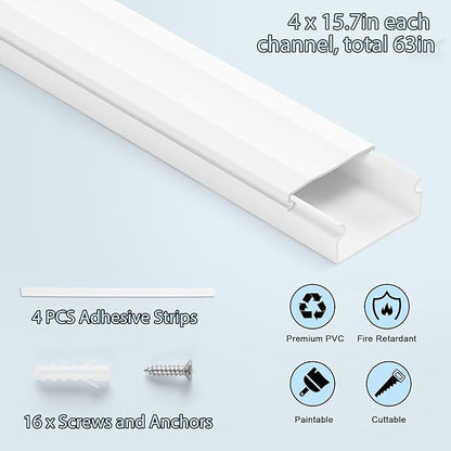 YCLYC Cord Covers - 63in Paintable TV Cable Hider Kit - Image 3