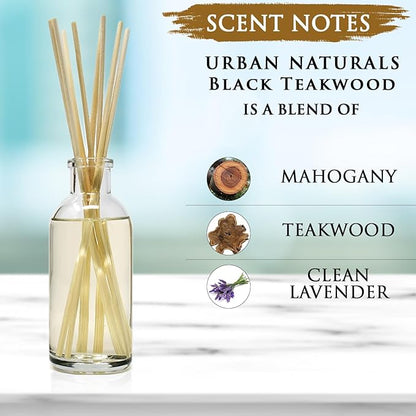Urban Naturals Black Teakwood Reed Diffuser Scent Sticks Gift Set | Mahogany & - Image 6