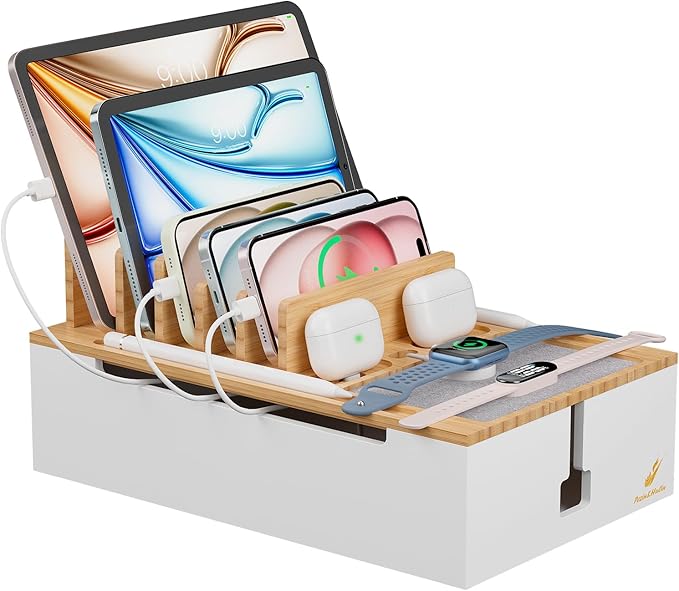 Pezin & Hulin Bamboo Charging Station, Electronic Devices Organizer by PezinHulin