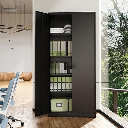 MIIIKO Metal Cabinet for Storage, Locking Door Tall Steel Storage Cabinet - Image 7
