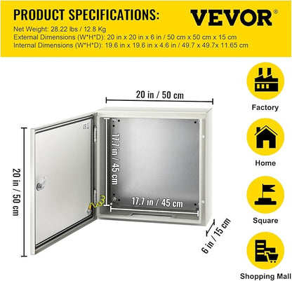 VEVOR NEMA Steel Enclosure, IP66 Waterproof & Dustproof, Outdoor/Indoor - Image 7