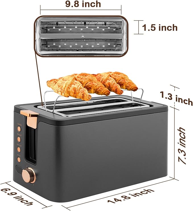 Mecity 4 Slice Toaster, Long Slot Toaster - Image 8