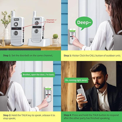Wireless Intercom Doorbell, 4900ft Long Range Home Intercom System, Two Way - Image 2