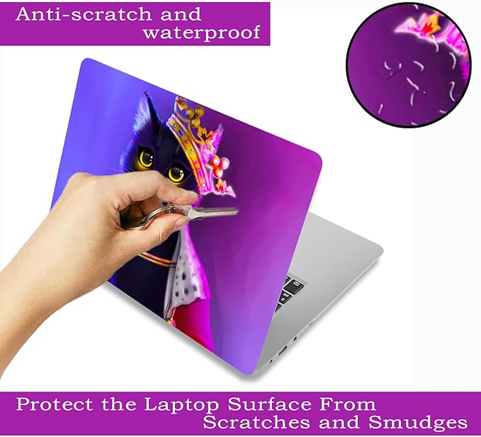 Laptop Skin Sticker Decal, Decorative Waterproof Removable, Cat Princess - Image 2