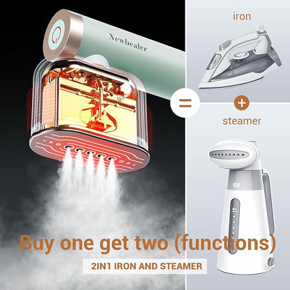 Newbealer Steamer for Clothes, 1200W Portable Steam Iron, 2 Steam Levels - Image 3