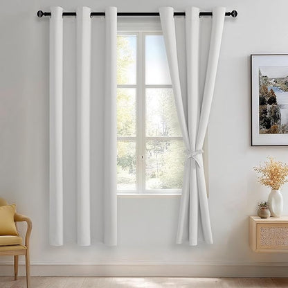 JIUZHEN Greyish White Blackout Curtains by JIUZHEN