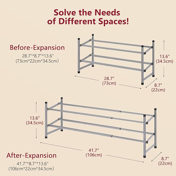 Tajsoon 2 Tier Expandable Shoe Rack - Image 3