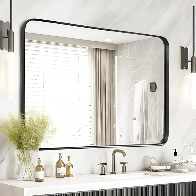 Fabuday Large Black Bathroom Mirror 40x30 Inch by Fabuday