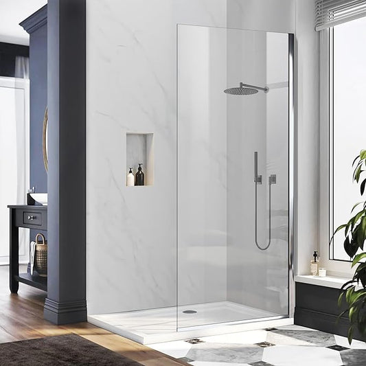 Shower Glass Panel 34" W x 74" H, Fixed Shower Screen by Unknown